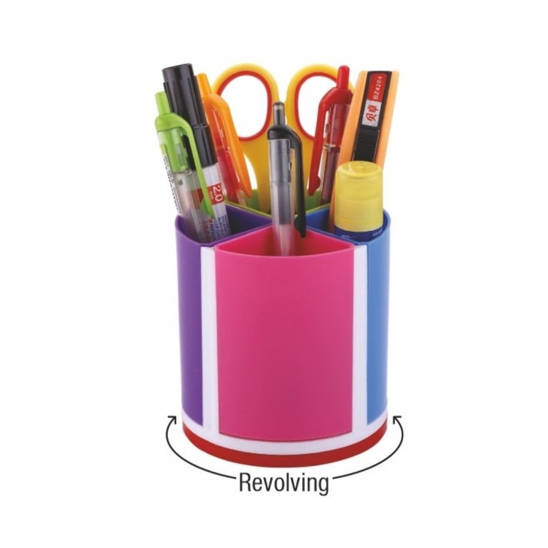Khyati Plastic Rainbow Pen Stand (Revolving) S603