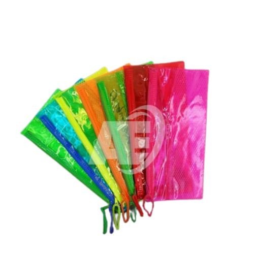 PVC Transparent  Flourescent Zipper Pouch - A6
