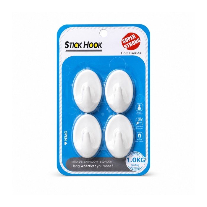 Adhesive Hook - 4 pcs White