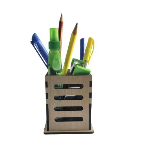 Square Wooden Pen Stand