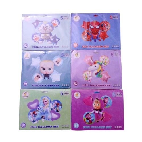 5 Pcs Theme Foil Balloon Combo
