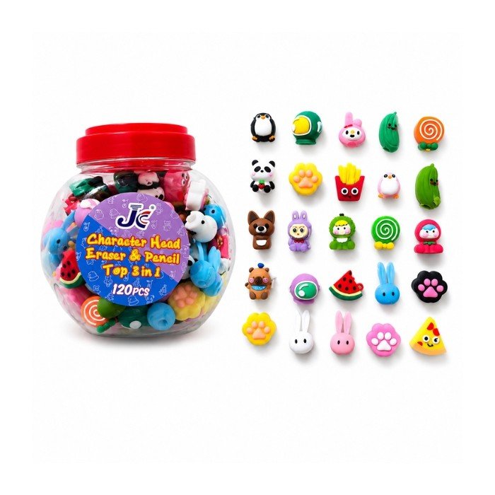 Character Head Pencil Top + Eraser (Pack Of 120)