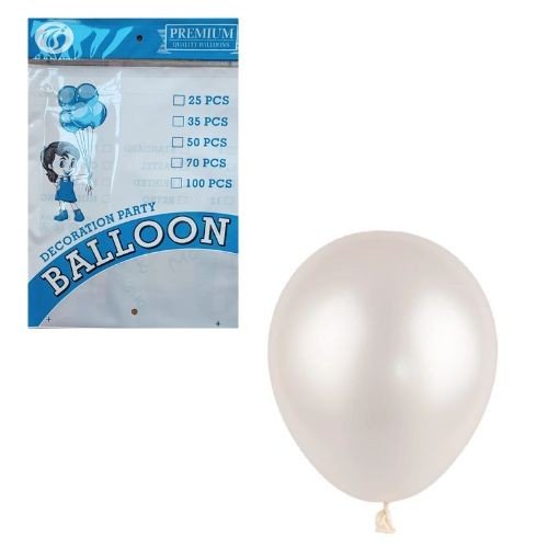 TBB 9" Premium Metallic Balloon Pack (50 Pcs) - WHITE