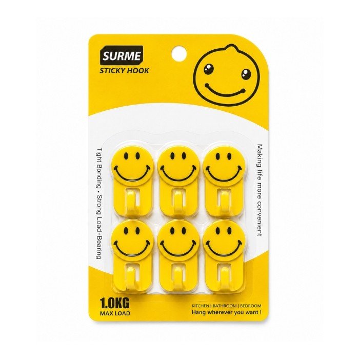 Adhesive Hook - 6 pcs Smiley