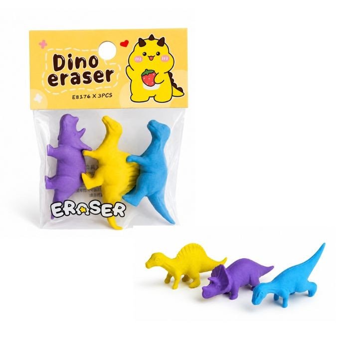 3 pcs Dinosaur Eraser Set  (E8176)