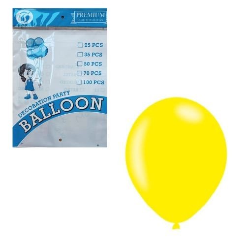 TBB 9" Premium Metallic Balloon Pack (50 Pcs) - YELLOW